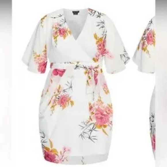 CITY Chic Wrap Dress Beloved Ivory floral boho‎ size S / 16 new! - Picture 7 of 11